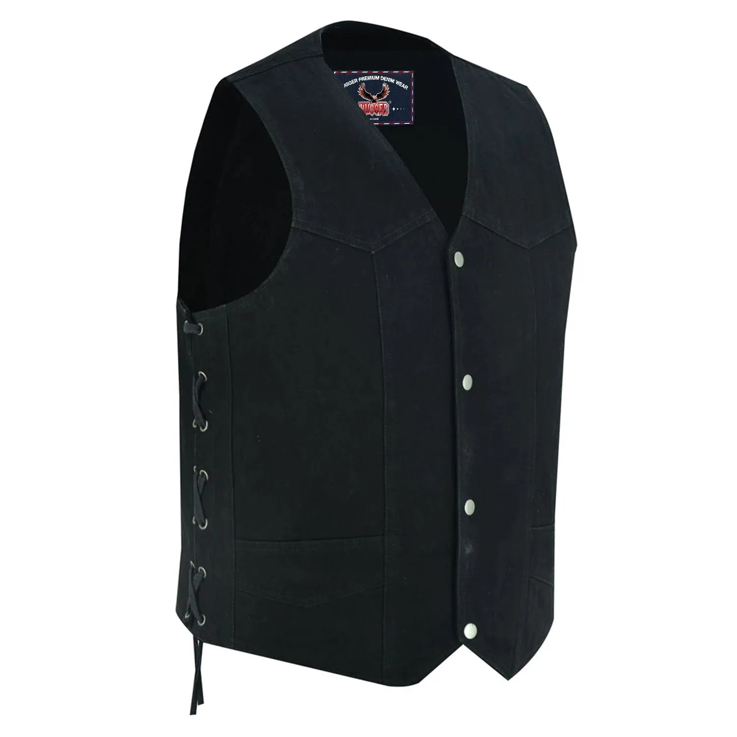Men's Traditional Denim Vest with Side Laces