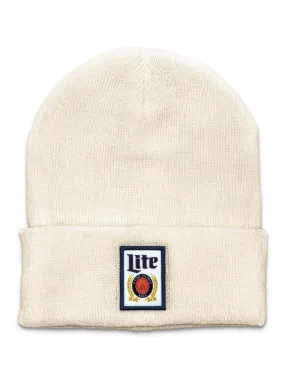 Miller Lite Beer Logo Knit Hat Beanie - White