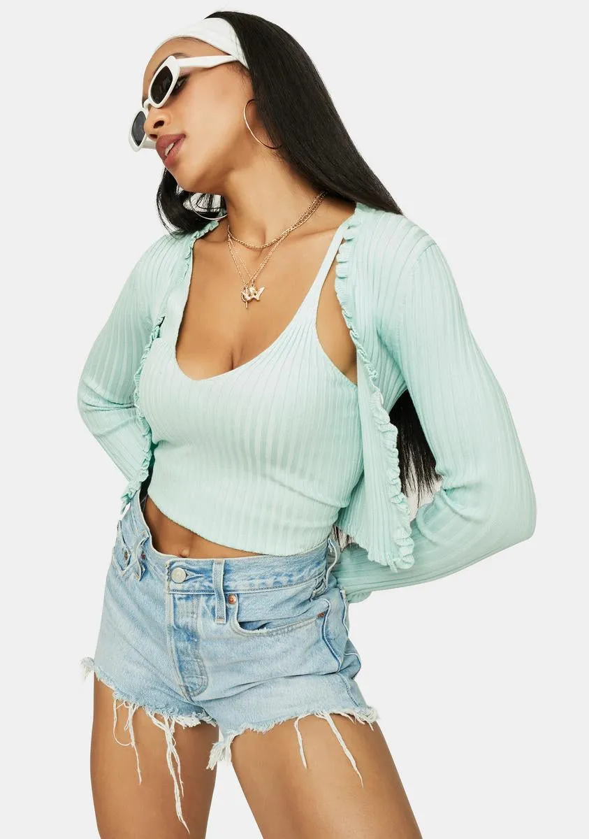 Mint Clique On Speed Dial Knit Crop Tank