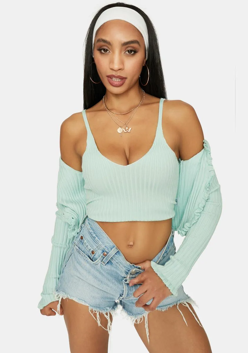 Mint Clique On Speed Dial Knit Crop Tank