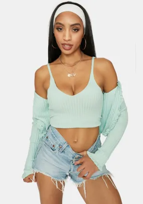 Mint Clique On Speed Dial Knit Crop Tank