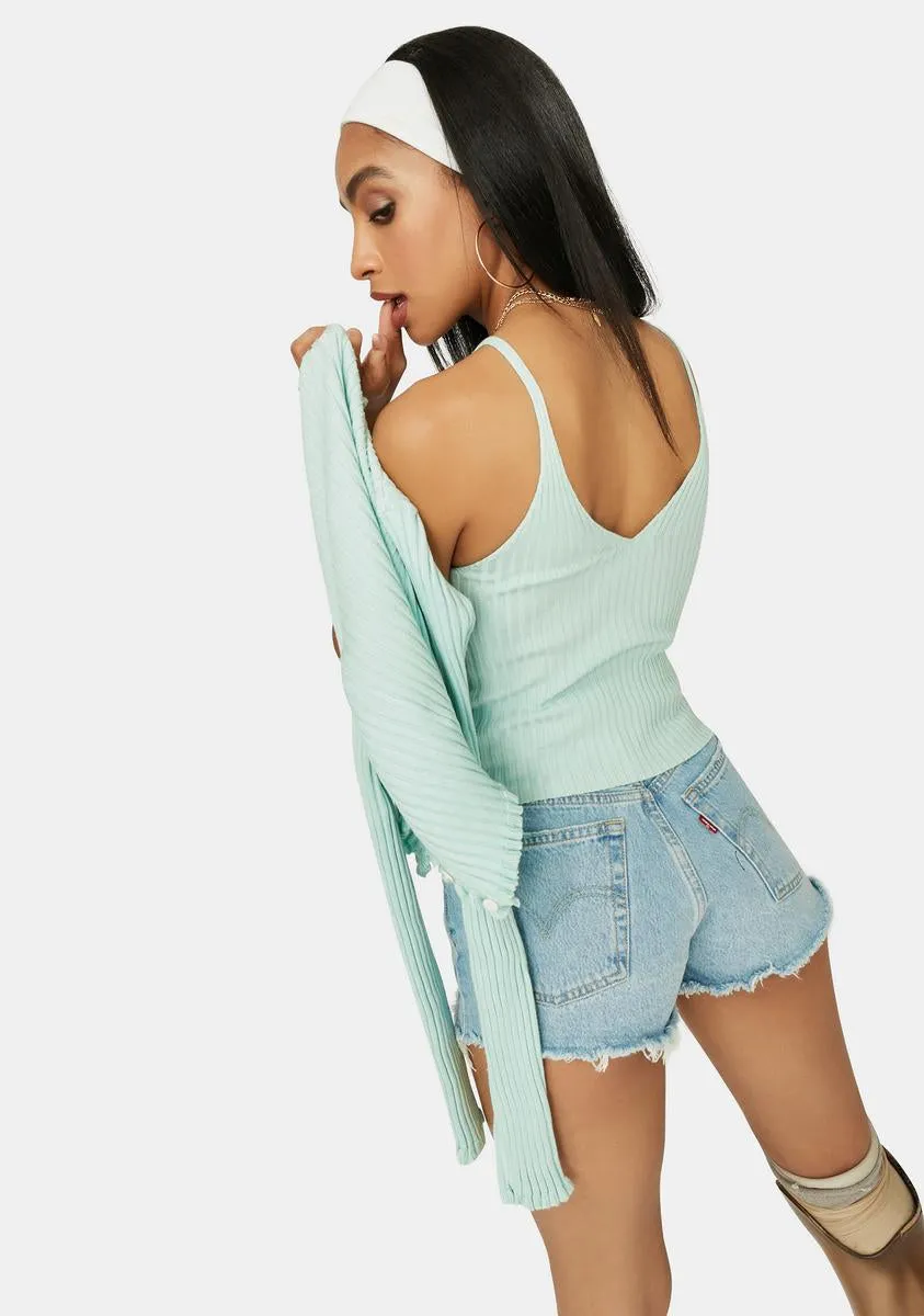 Mint Clique On Speed Dial Knit Crop Tank
