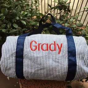 MONOGRAM NAVY SEERSUCKER DUFFLE