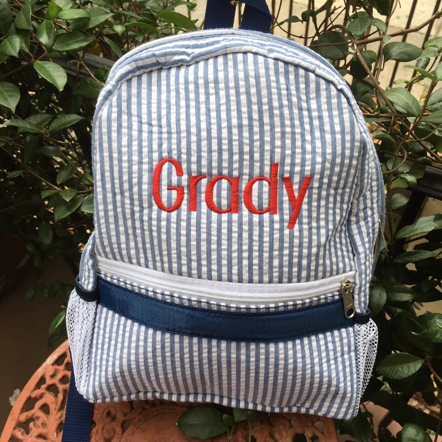 MONOGRAM NAVY SEERSUCKER DUFFLE