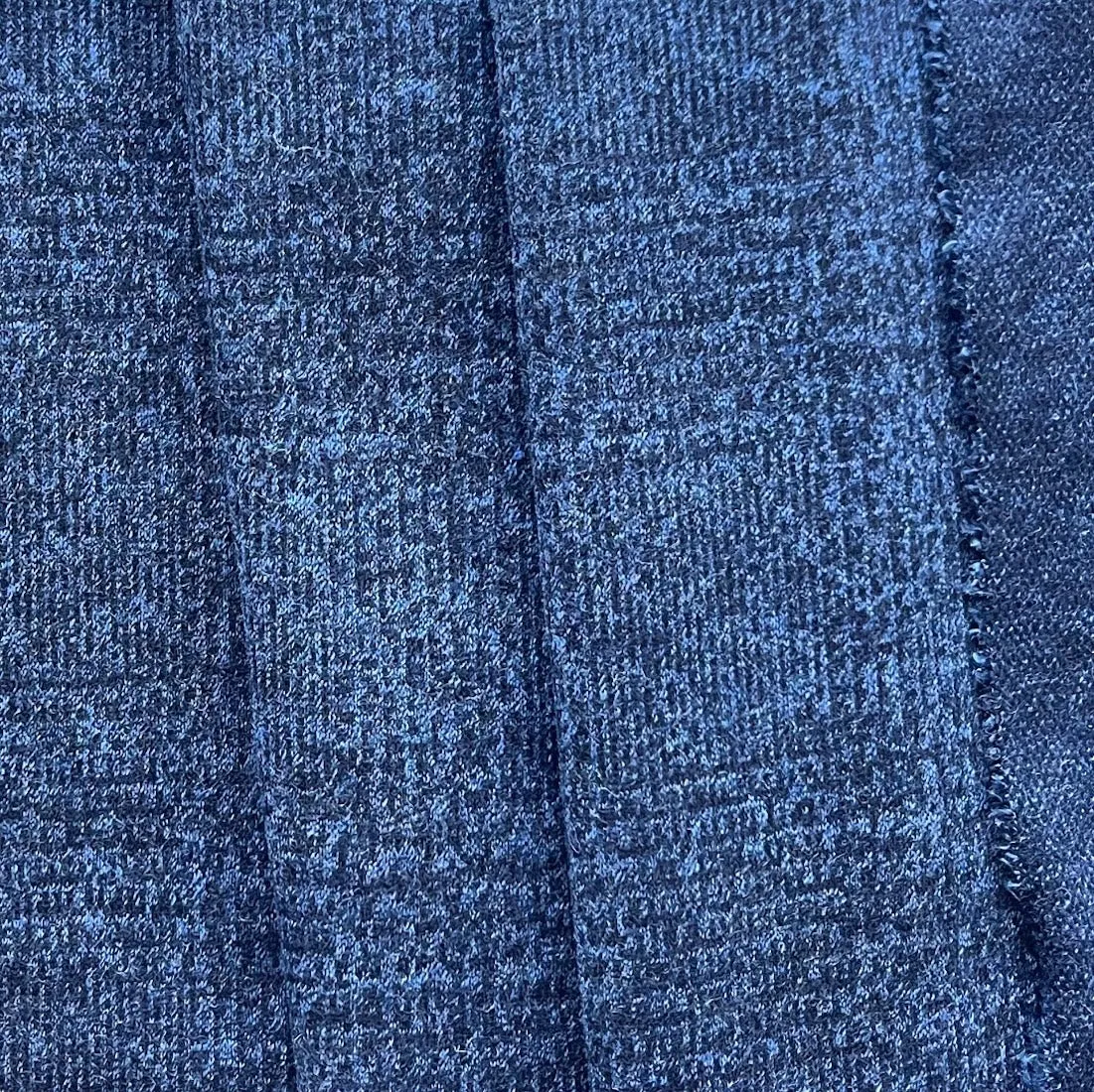 Mood Indigo Plaid Wool Blend Jersey Knit (Made in Italy)