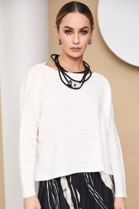 Naya 205 Cream Ribbed Knit Top
