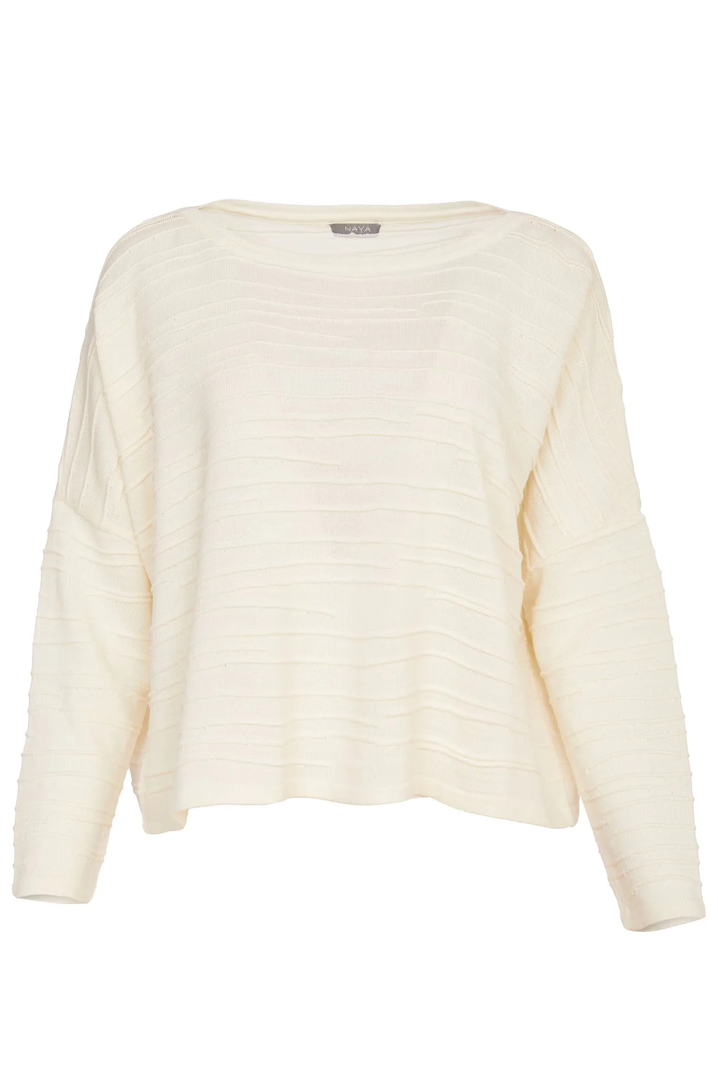 Naya 205 Cream Ribbed Knit Top