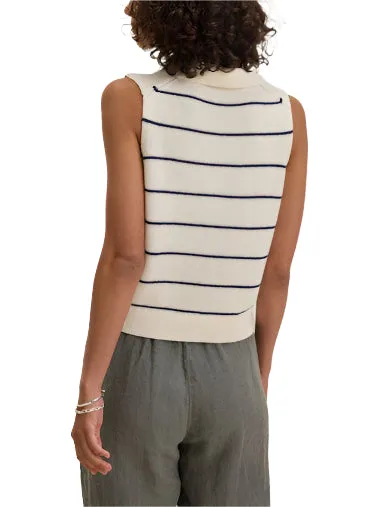Nayla Collared Sweater Tank (Milk/Blue)