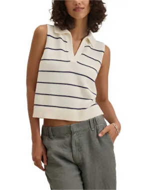 Nayla Collared Sweater Tank (Milk/Blue)