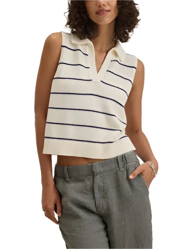 Nayla Collared Sweater Tank (Milk/Blue)