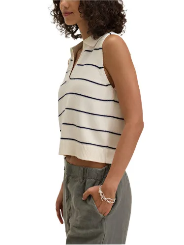 Nayla Collared Sweater Tank (Milk/Blue)