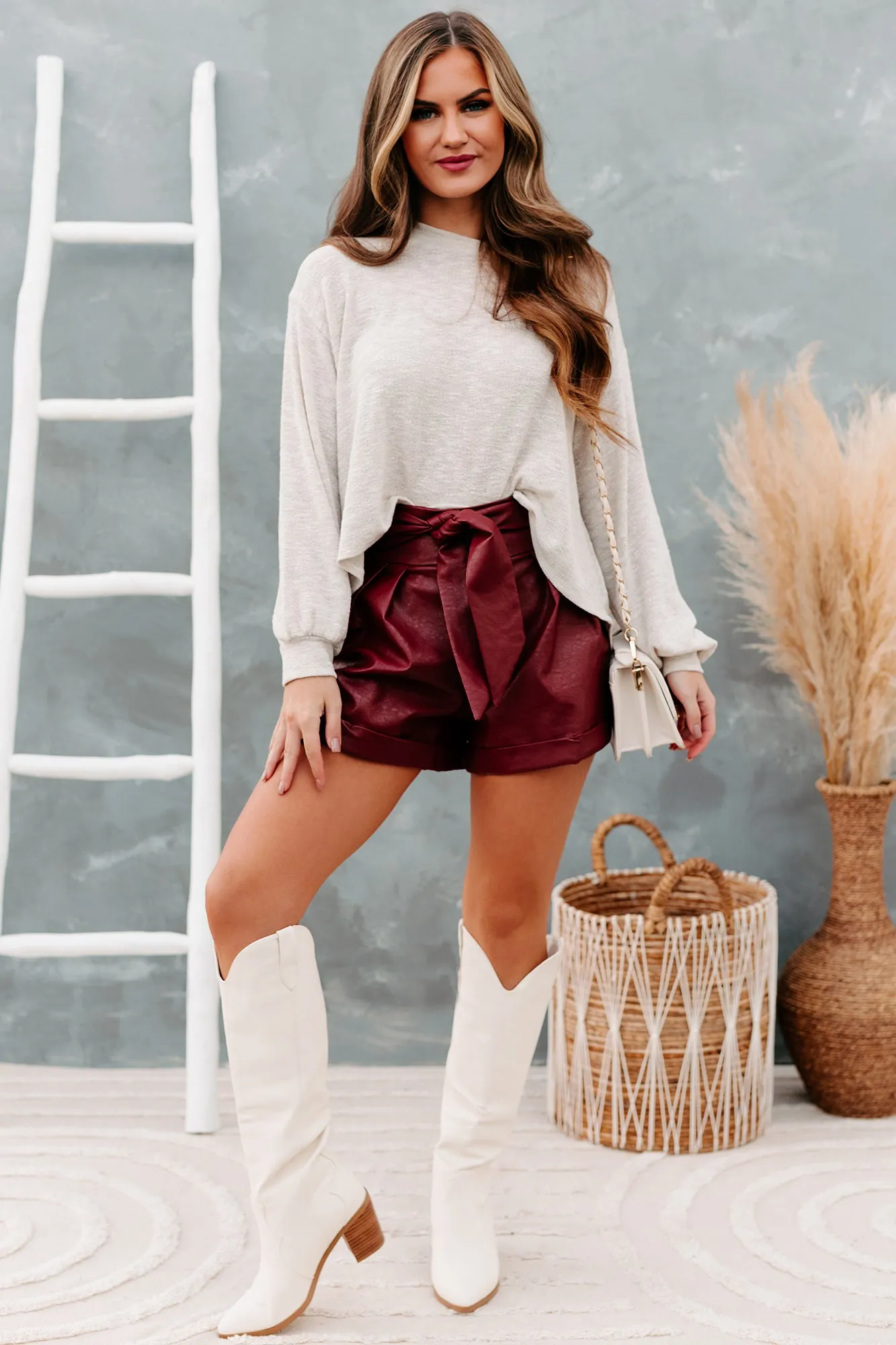One Day Maybe Balloon Sleeve Slub Knit Top (Oatmeal)