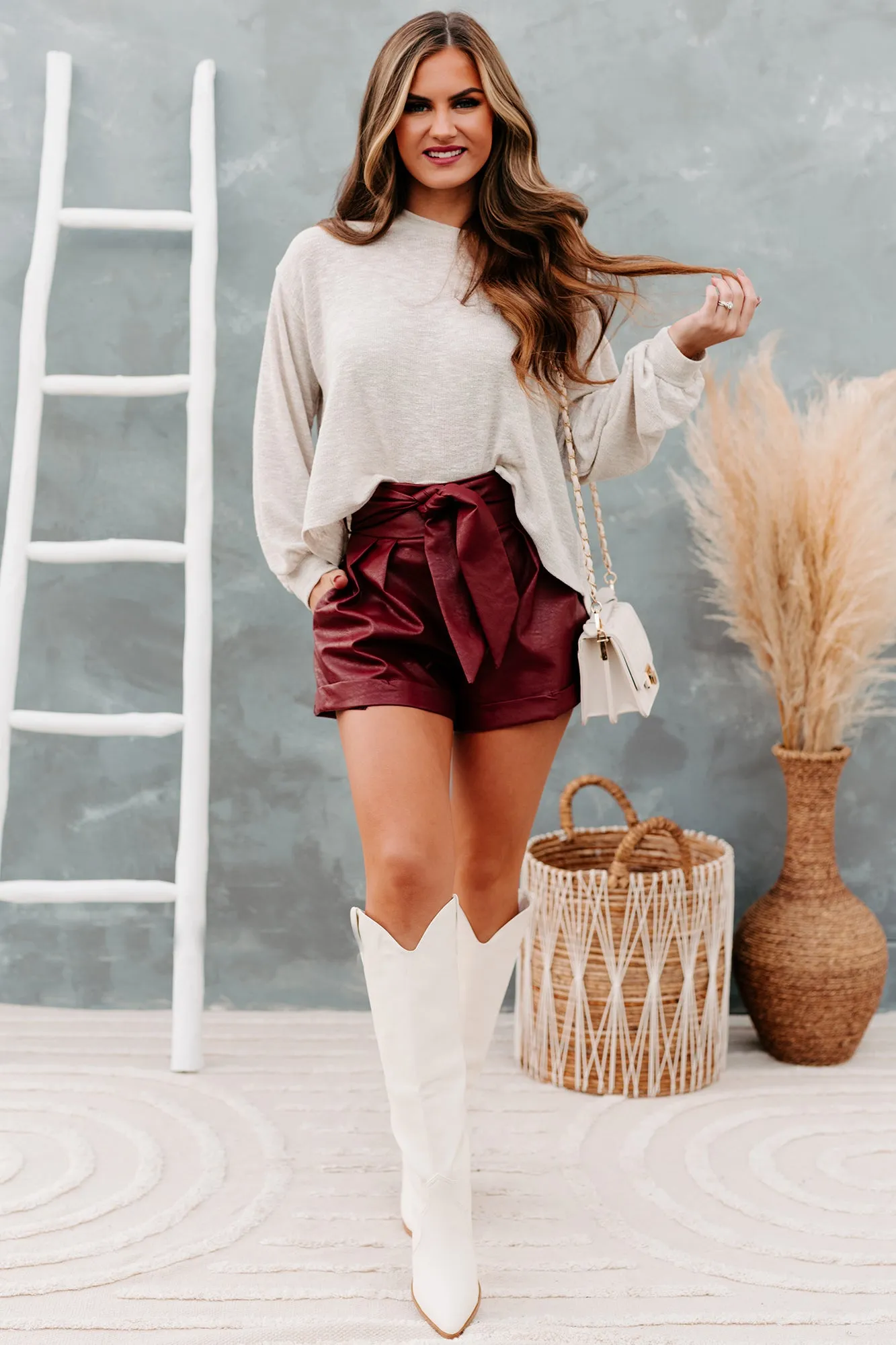 One Day Maybe Balloon Sleeve Slub Knit Top (Oatmeal)