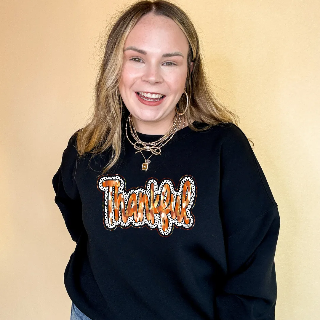 Online Exclusive | Thankful Autumn Watercolors and Dalmatian Background Graphic Sweatshirt in Multiple Color Options