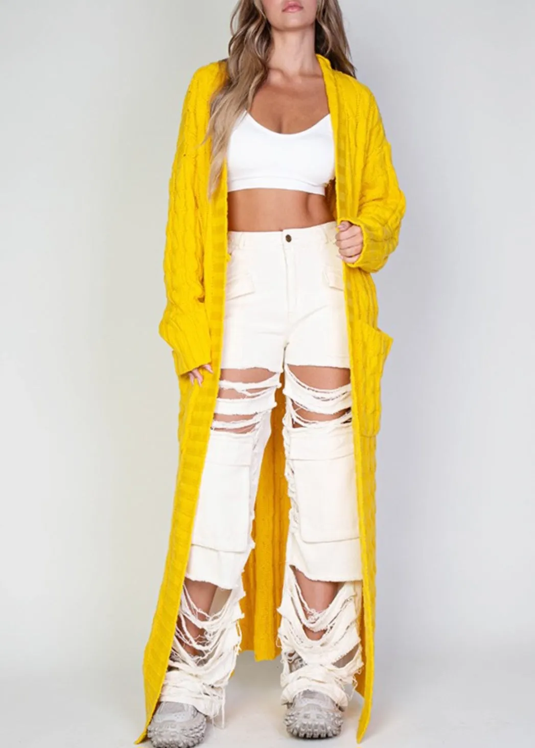 Oversized Cable Knitted Cardigan Sweater