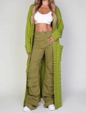Oversized Cable Knitted Cardigan Sweater