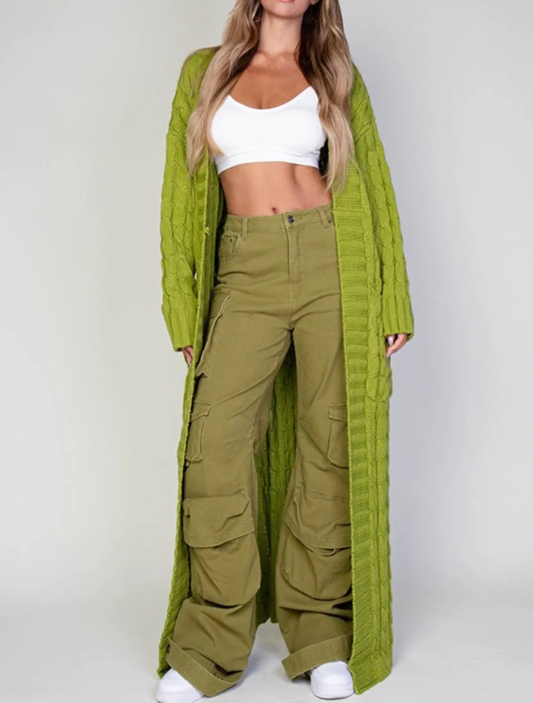 Oversized Cable Knitted Cardigan Sweater