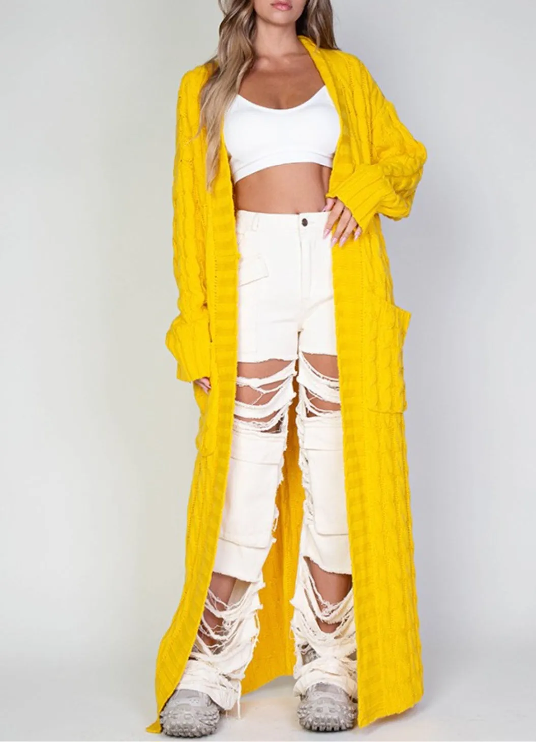 Oversized Cable Knitted Cardigan Sweater