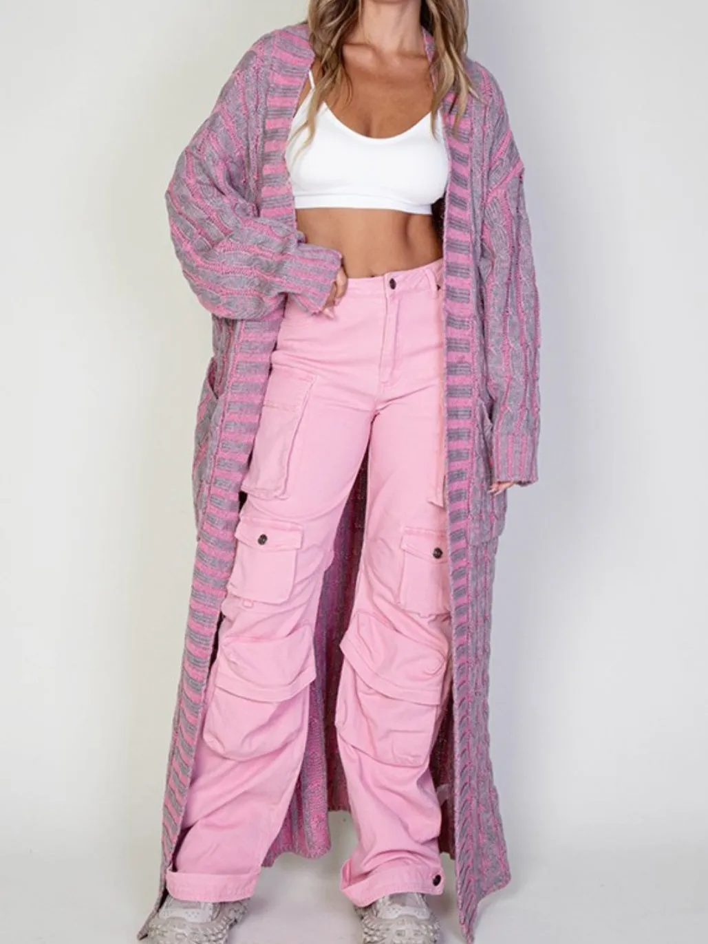 Oversized Cable Knitted Cardigan Sweater
