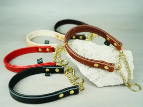 Padded Leather Martingale Dog Collar With Custom Hardware