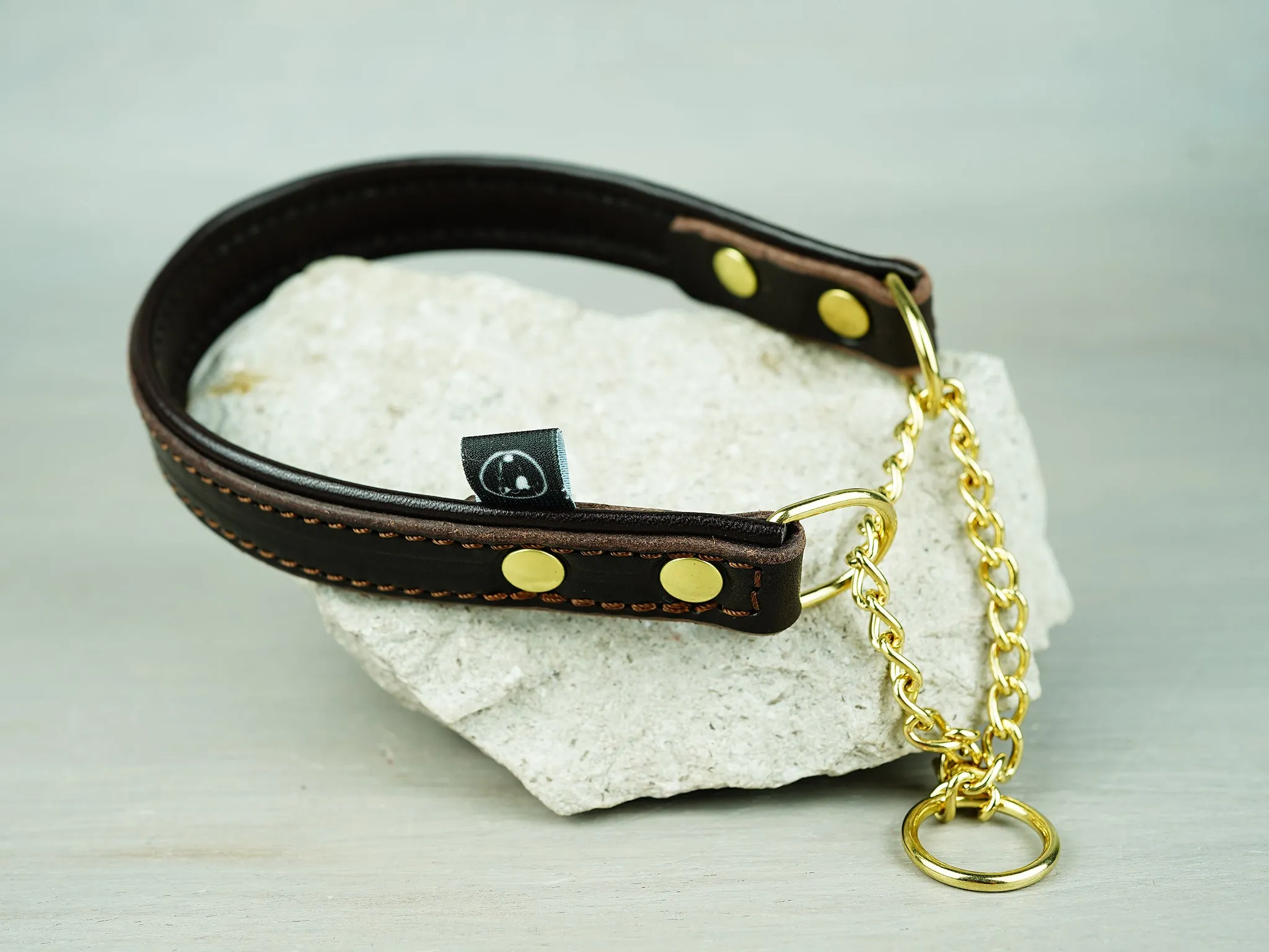 Padded Leather Martingale Dog Collar With Custom Hardware