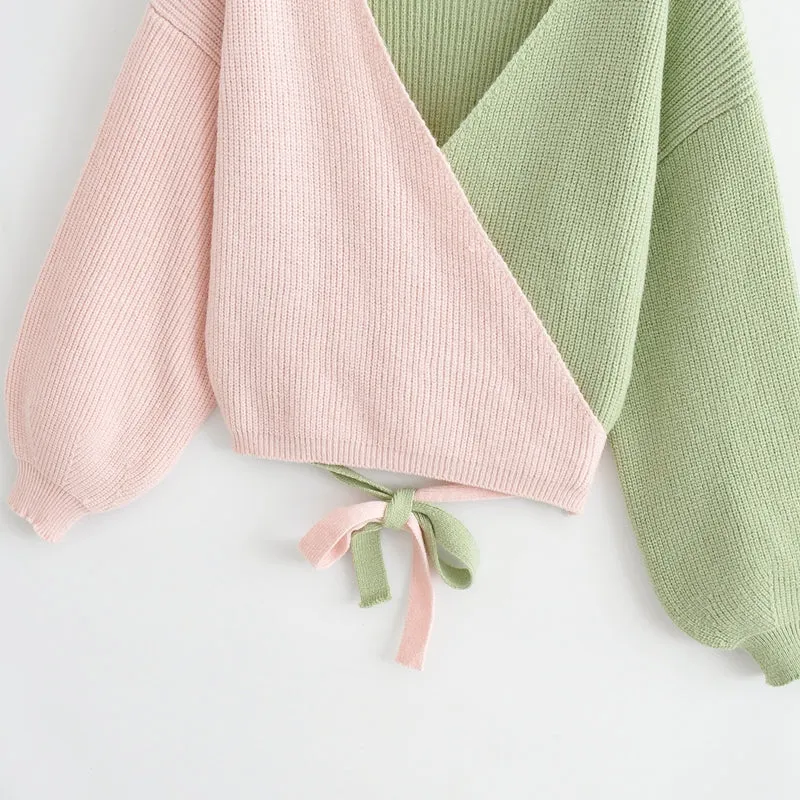 Patchwork Crop Knitted Sweater