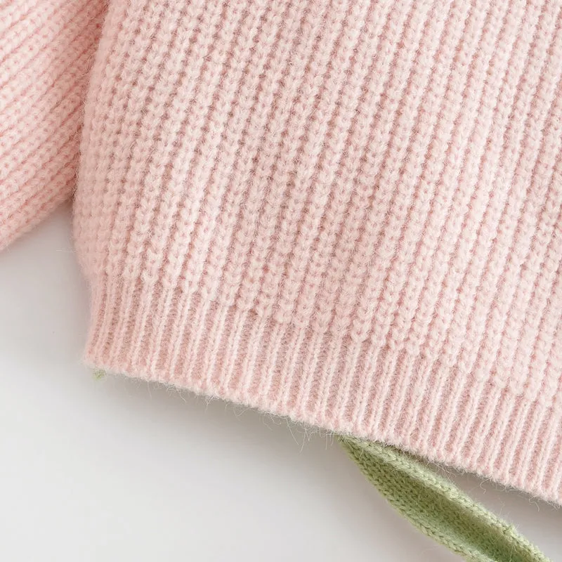 Patchwork Crop Knitted Sweater