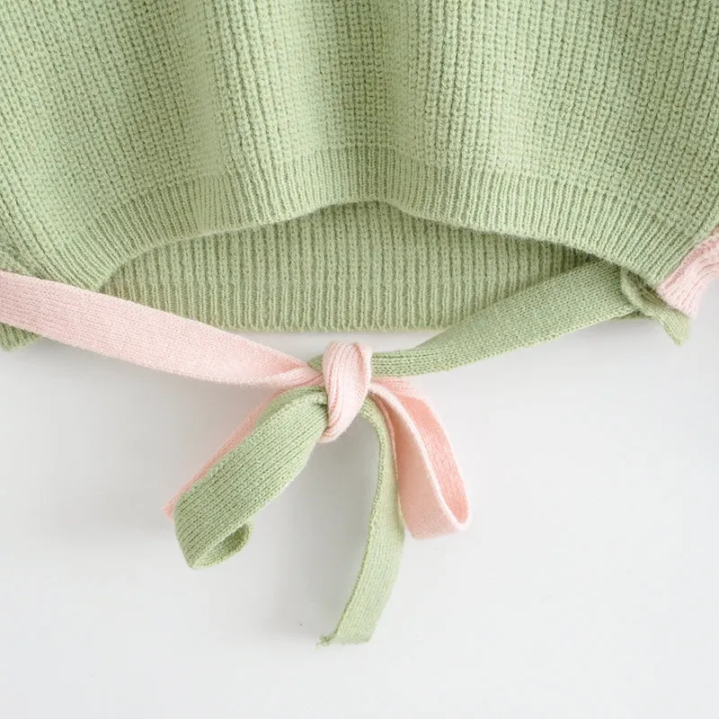 Patchwork Crop Knitted Sweater