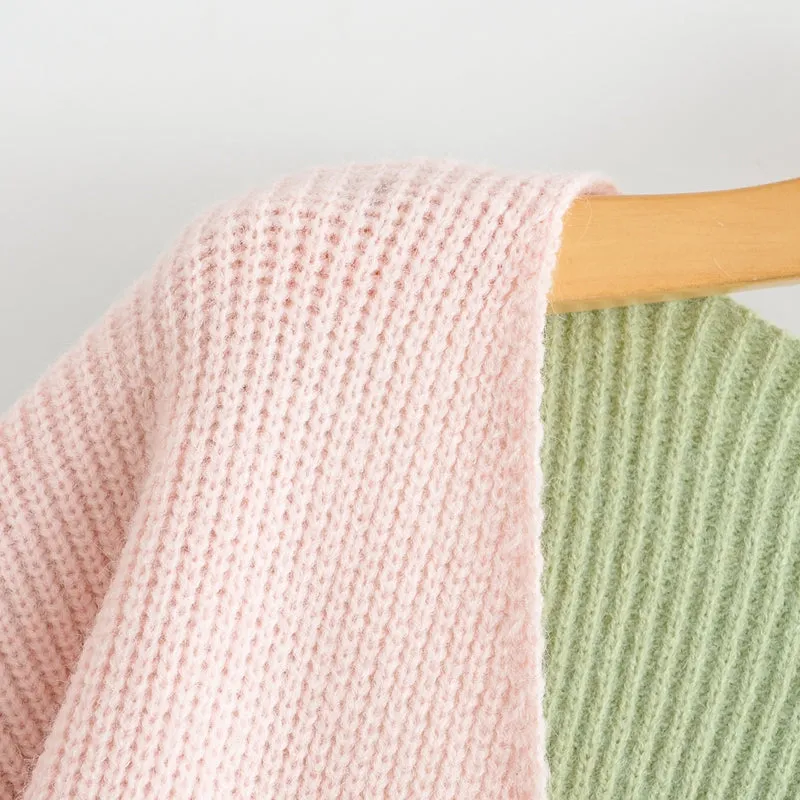 Patchwork Crop Knitted Sweater