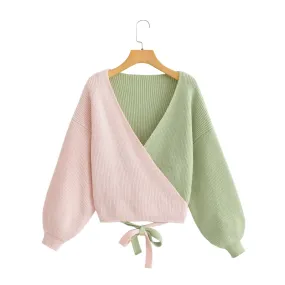 Patchwork Crop Knitted Sweater