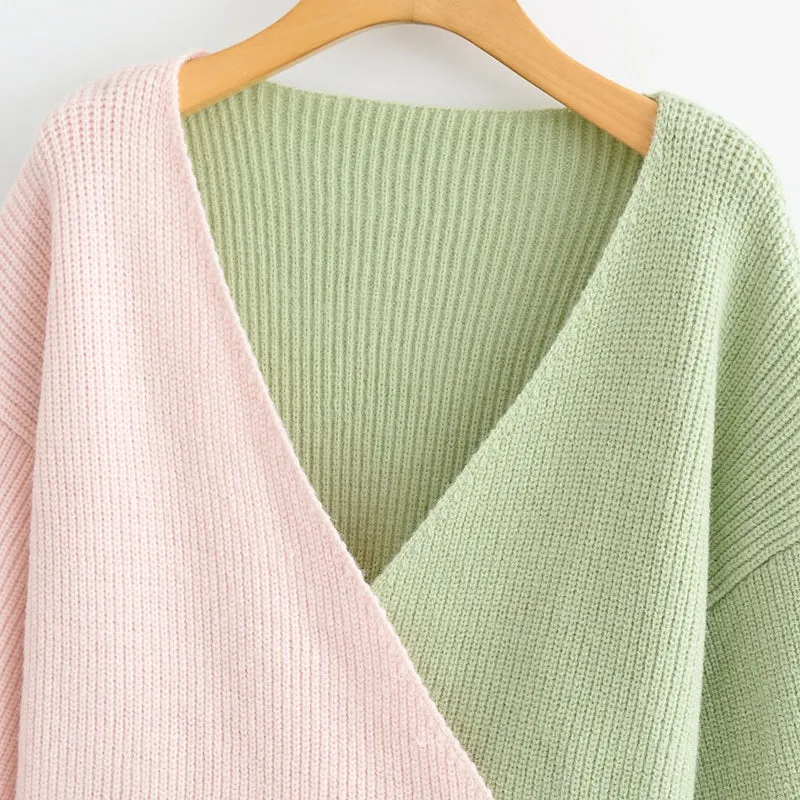 Patchwork Crop Knitted Sweater