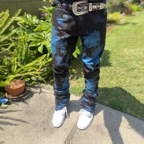 Personalized tie-dye men's street style punk jeans