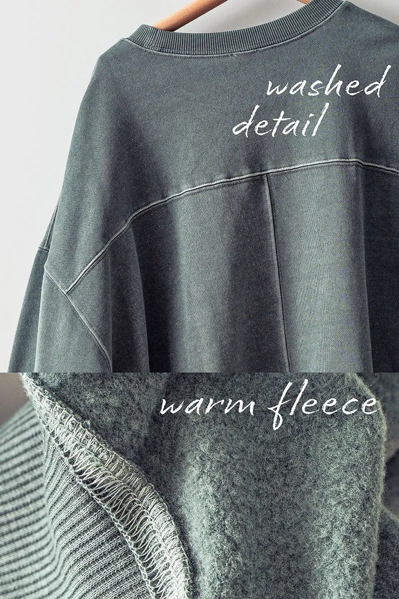 Pigment Washed Sweatshirt, Deep Emerald