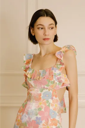 Pink Beige Multi Floral Dress-SPECIAL OCCASION FINAL SALE