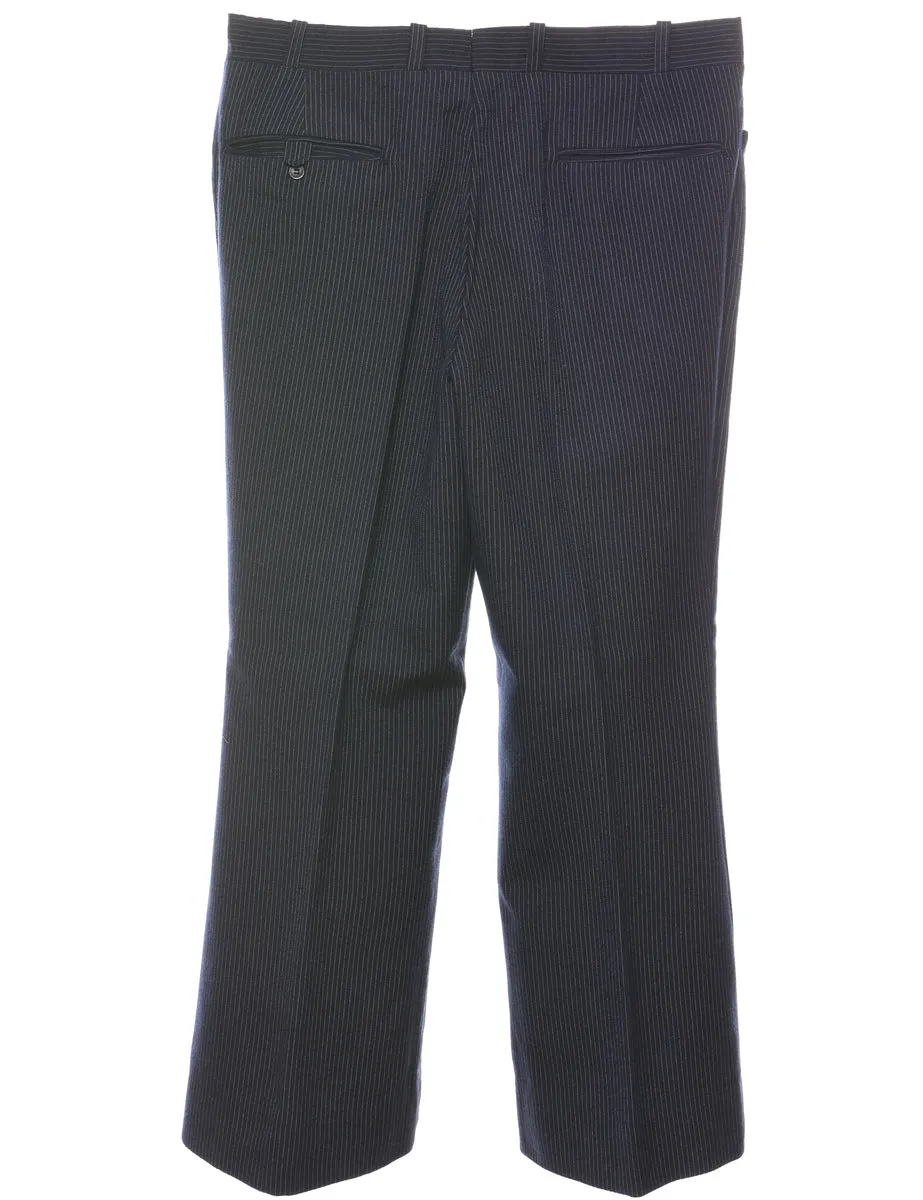 Pinstriped Navy & White Casual Trousers - W35 L28