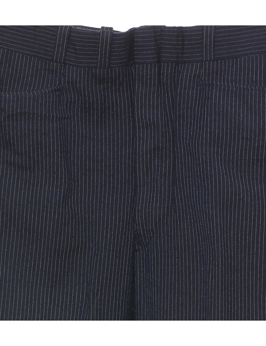 Pinstriped Navy & White Casual Trousers - W35 L28