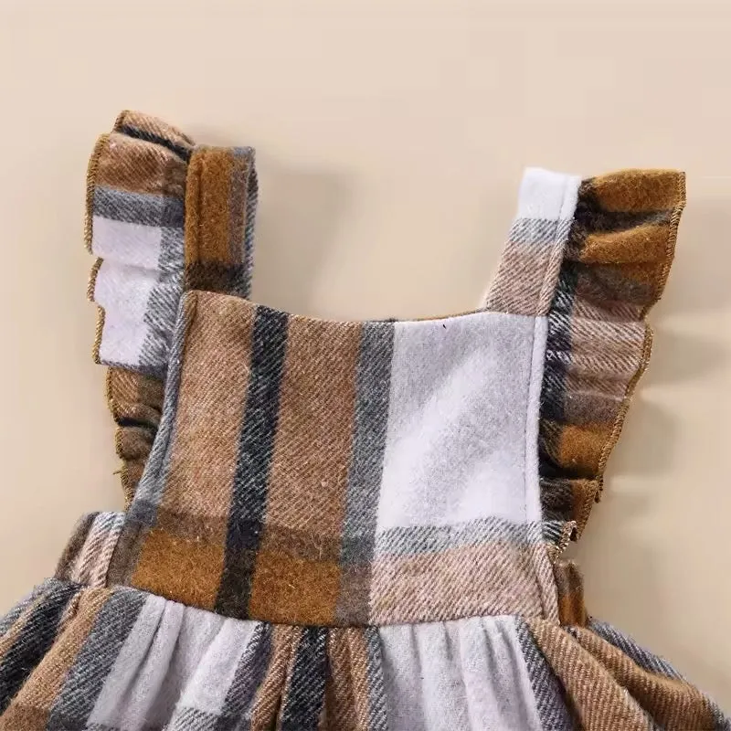 Plaid Ruffle Overall Dress