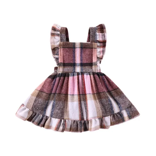 Plaid Ruffle Overall Dress