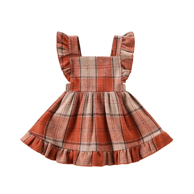 Plaid Ruffle Overall Dress