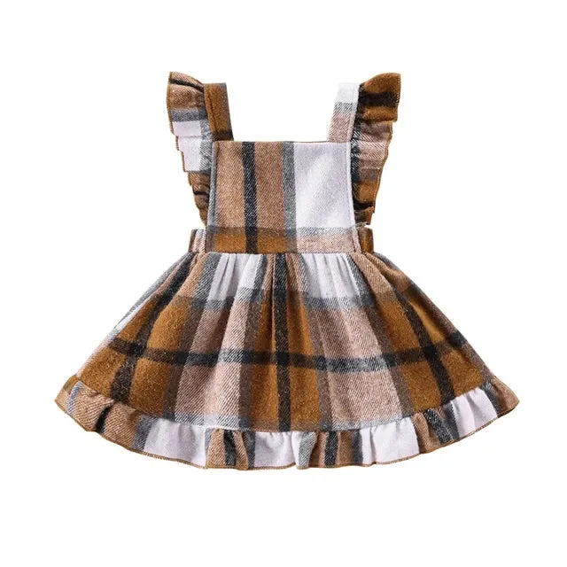 Plaid Ruffle Overall Dress