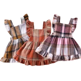 Plaid Ruffle Overall Dress