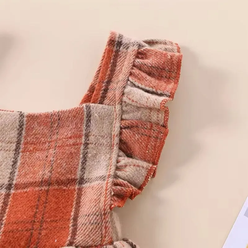 Plaid Ruffle Overall Dress