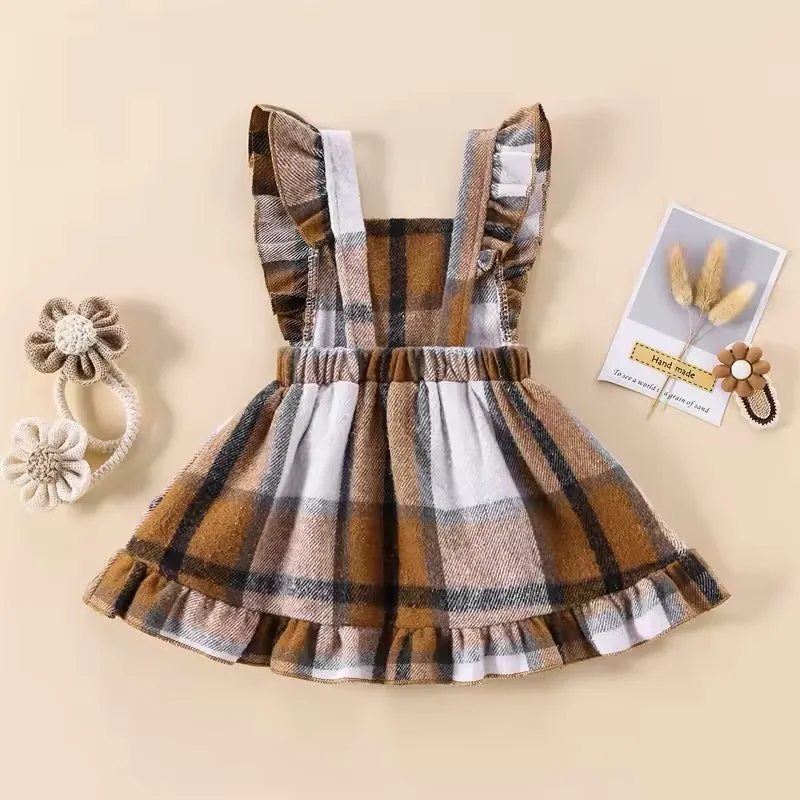 Plaid Ruffle Overall Dress