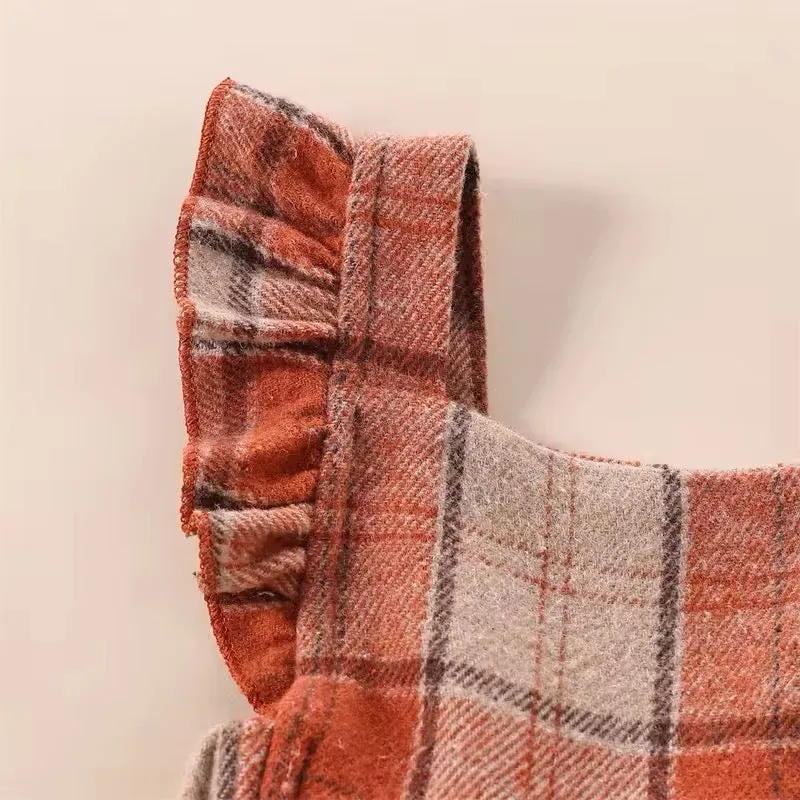 Plaid Ruffle Overall Dress