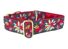 Pop Art Petals Jacquard - Martingale or Buckle Dog Collar - 1.5" Width