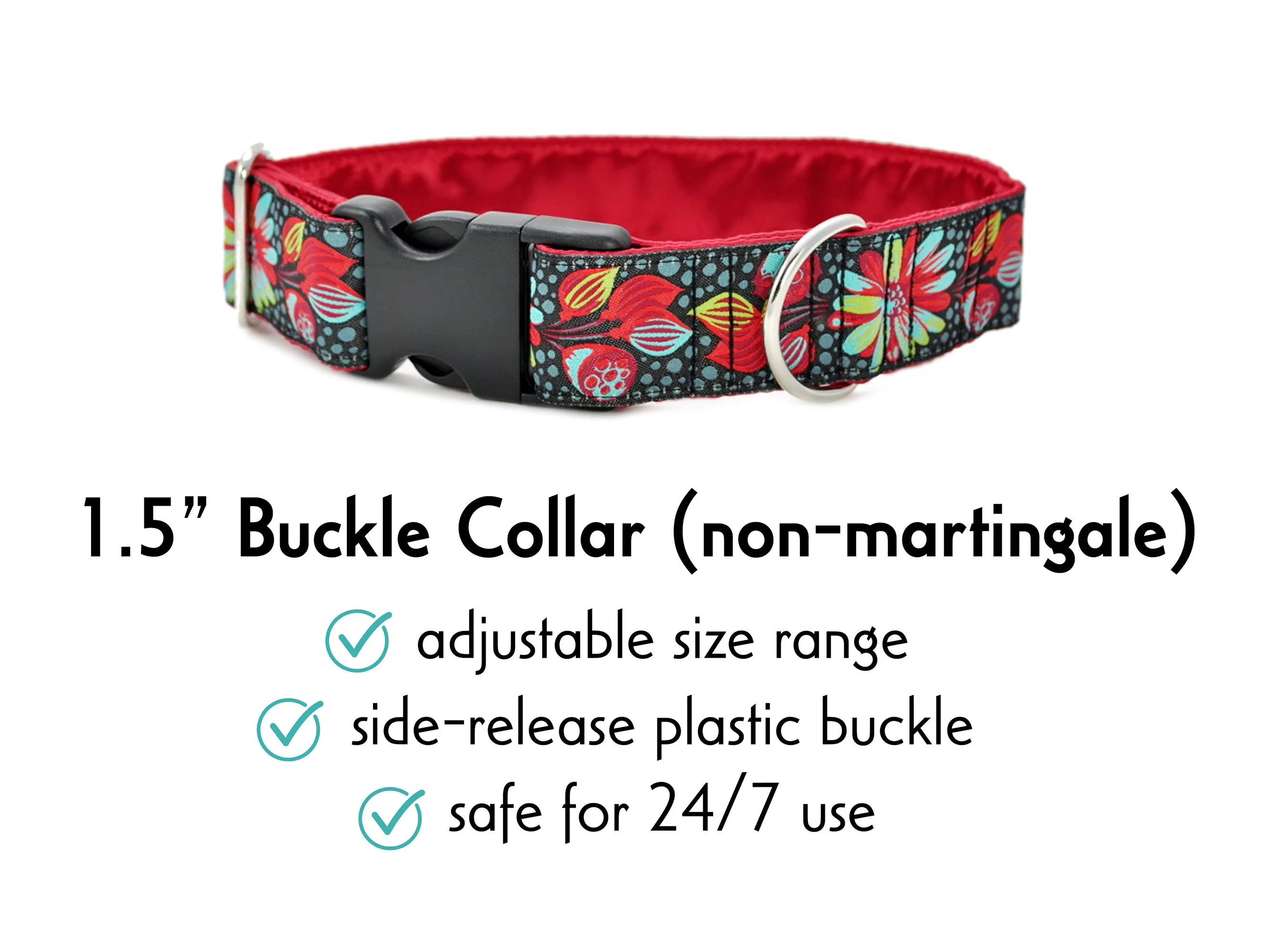 Pop Art Petals Jacquard - Martingale or Buckle Dog Collar - 1.5" Width