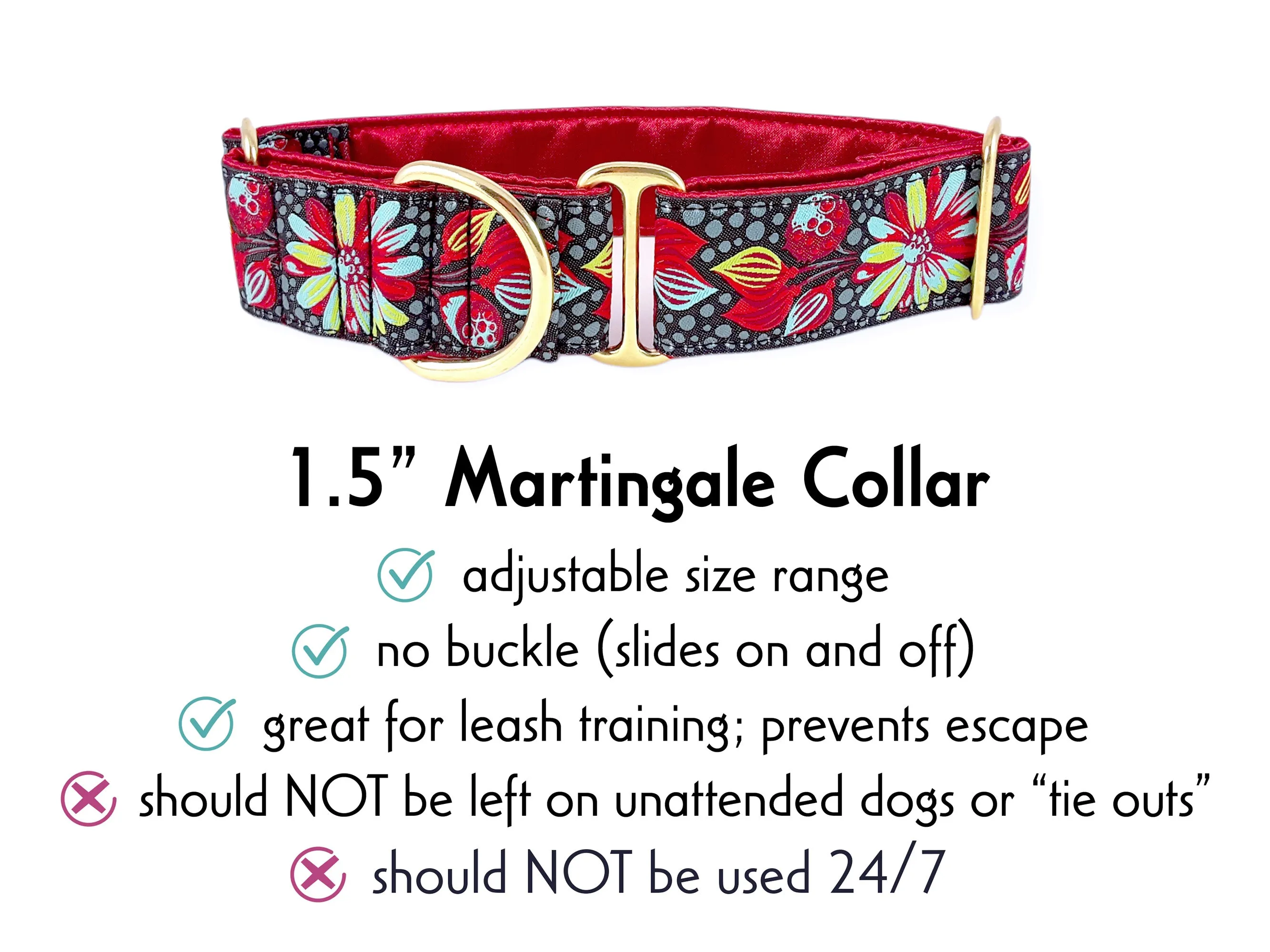 Pop Art Petals Jacquard - Martingale or Buckle Dog Collar - 1.5" Width