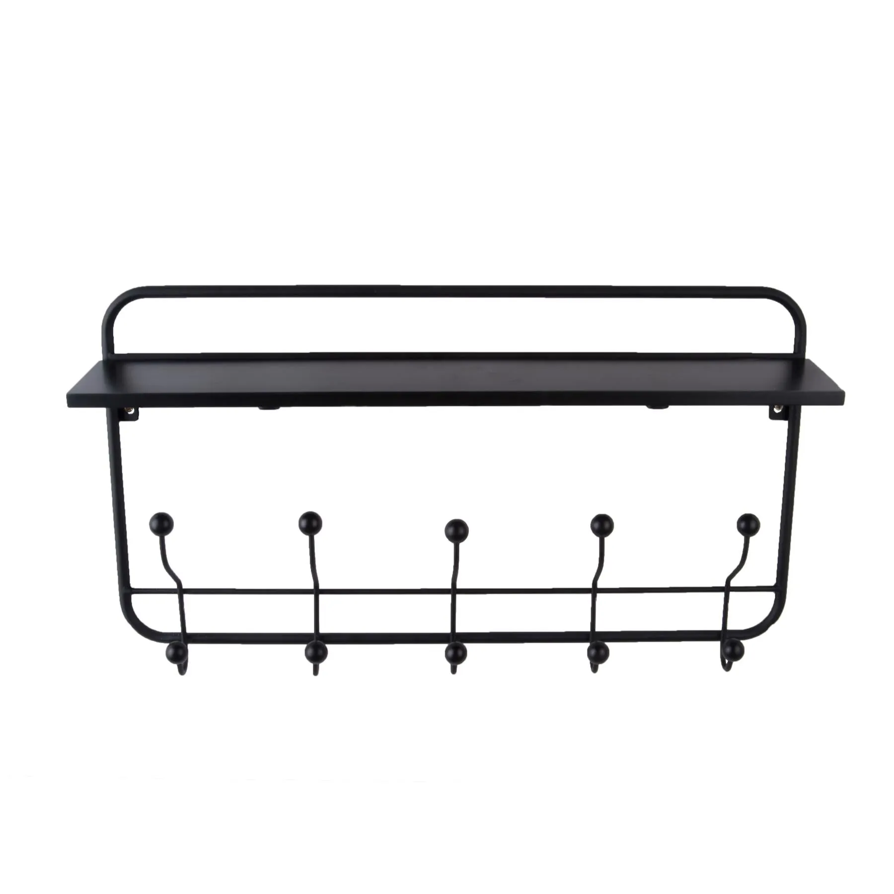 Present Rack Iron & Wood Shelf Coat & Hat Hanger