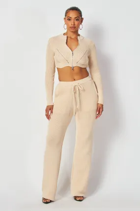Priscilla Crop Knit Zip Jacket & Pants Set