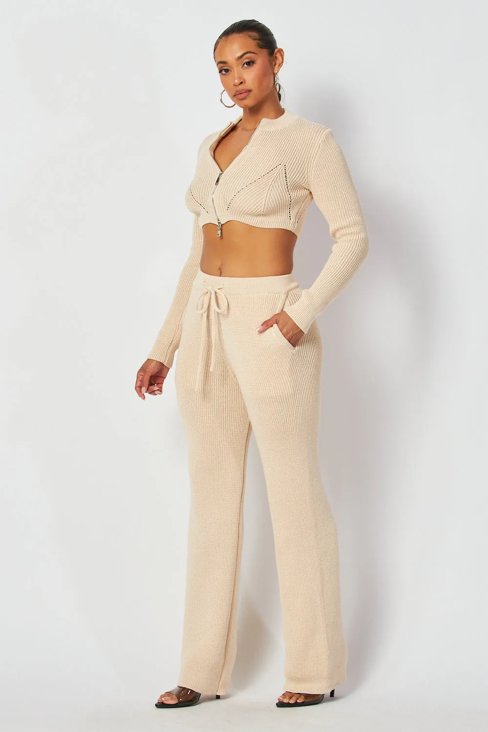 Priscilla Crop Knit Zip Jacket & Pants Set